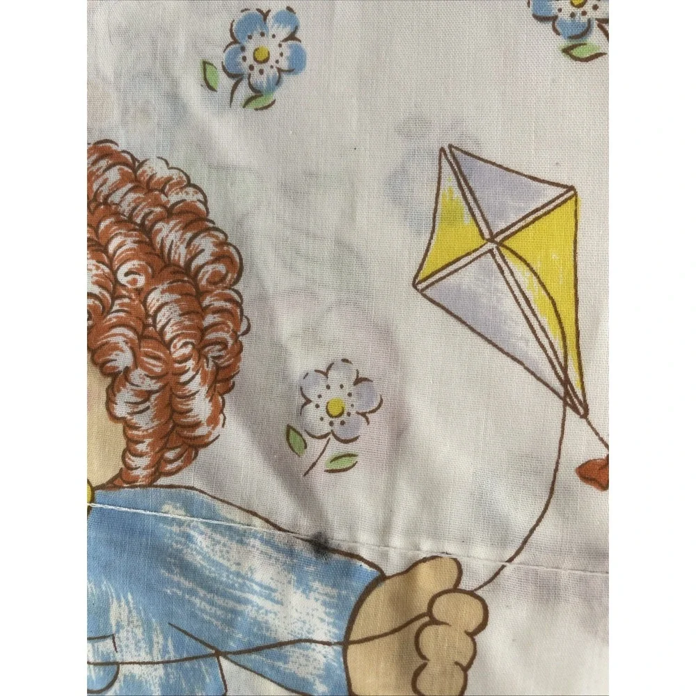 Cabbage Patch Kids Flat Sheet Pillowcase Twin Unisex White Vintage 1983 2pc Set